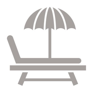 Şemsiyeli sandalye, çizgi simgesi, vektör tasarımı