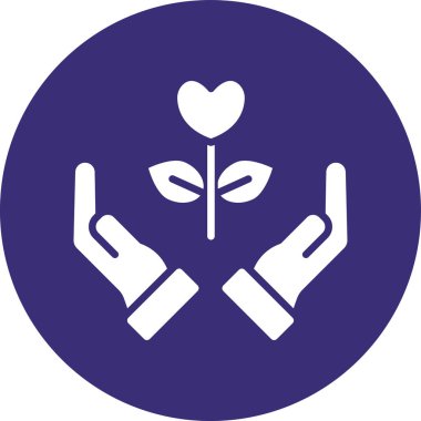 el ve kalp ikonu, vektör illüstrasyonu