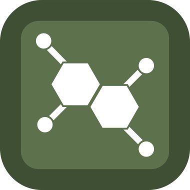 Molekül simgesi. Kabartma biçimi düz semboller, yumuşak yeşil renkler, yuvarlak açılar, beyaz arkaplan