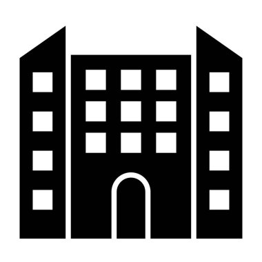 Şehir binası. Web için bina vektör simgesinin basit bir illüstrasyonu