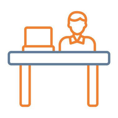 Bilgisayar ve tablo vektör illüstrasyon tasarımlı ofis masası