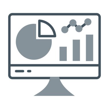 Çizelge ve diyagram simgesi ve düz tasarım ile ekranı izle