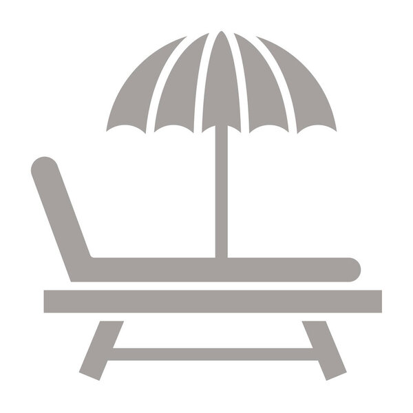 chair with umbrella, line icon, vector design