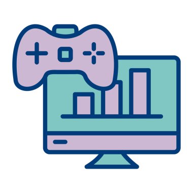 Oyun joystick satırı ve biçim ikon vektör tasarımına sahip