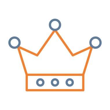 Beyaz arka grupta izole edilmiş taç simgesinin vektör rengi çizimi