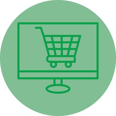 İnternetten alışveriş. Web simgesi basit illüstrasyon