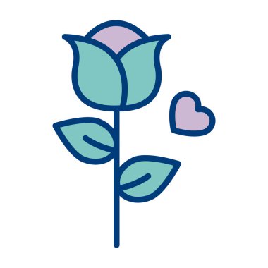 Şirin çiçek ve yapraklar dekoratif simge