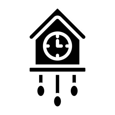 Saat simgesine sahip ev, vektör illüstrasyonu