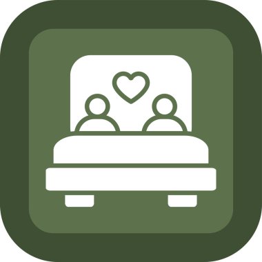 Yatak vektör simgesi. Tarz iki renkli düz sembol, yumuşak mavi renktir. yuvarlak açılar, beyaz arkaplan.