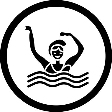 Kadın yüzme havuzu ikonunun vektör çizimi