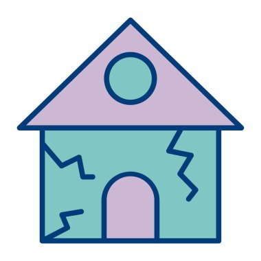 Kırık ikon vektör illüstrasyonlu ev
