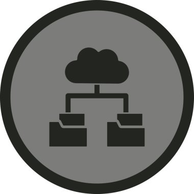 Bulut hesaplama vektörü kabartması düz renk simgesi