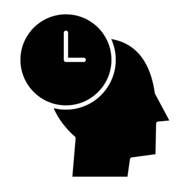 Çalar saat simgesi olan beyin. Zaman saat vektör simgelerinin basit bir gösterimi. Web tasarımı