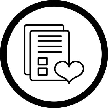 Not ile kalbin vektör simgesi