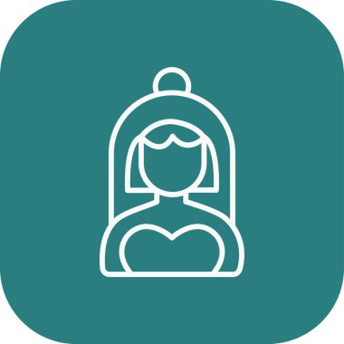 güzel kız vektör çizgisi simgesi