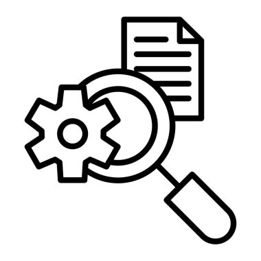 vites çizgisi olan büyüteç ve arama aracı ve bilgi teması illüstrasyonunun biçim simgesi tasarımı