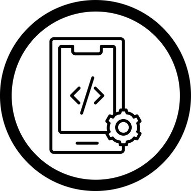 Kodlama simgesi, vektör illüstrasyonu