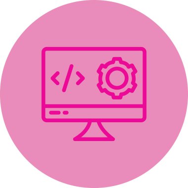 ekran ve dişli simgesi olan dizüstü bilgisayar, vektör illüstrasyonu