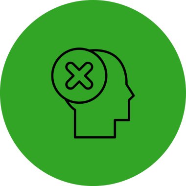 beyin ve çapraz çizgi simgesi.