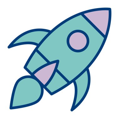 Roket. Web simgesi basit illüstrasyon