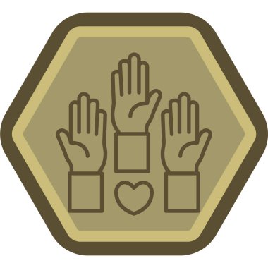 Satır tasarımında avuç içi simgesi çizimi