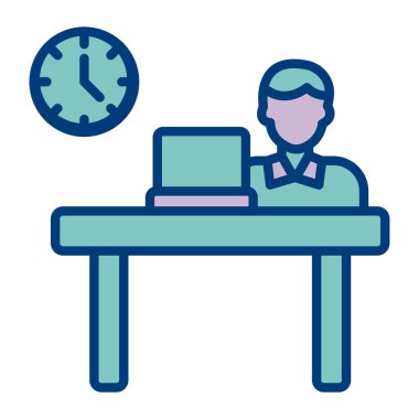 Bilgisayar masası olan bir ofis çalışanı.