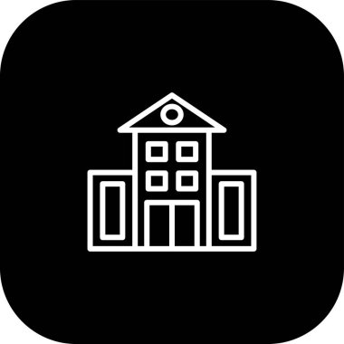 okul binası simgesi, vektör illüstrasyonu