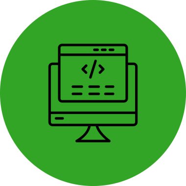 Web simgesi, bilgisayar monitörünün vektör illüstrasyonu