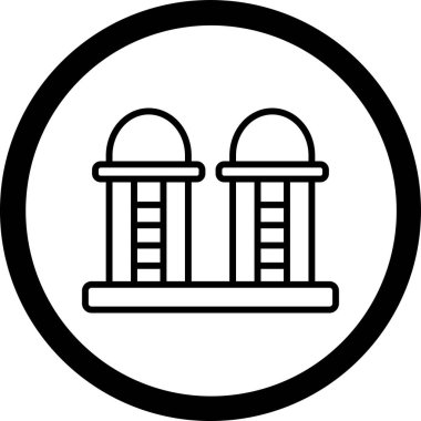 Bina simgesi ve vektör illüstrasyonu beyaz arkaplanda izole edildi