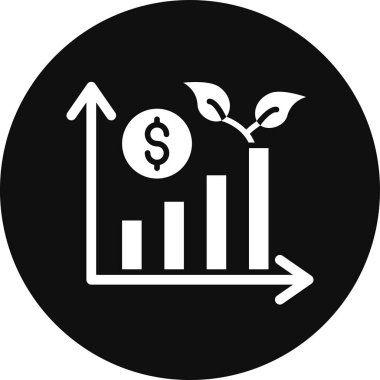 Dolar vektör ikonu büyüyor. biçim düz yuvarlak sembol, siyah renk, yuvarlak açılar, beyaz arkaplan