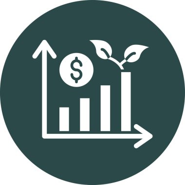 büyüme vektör simgesi. Bu düz yuvarlak sembol gri renk ve gri renkler kullanır ve beyaz arkaplanda izole edilir