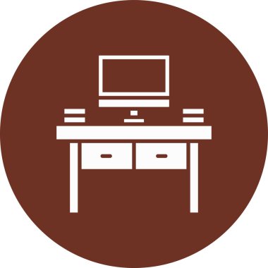 Ofis masası. Web simgesi basit illüstrasyon