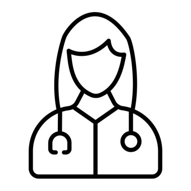 Steteskop çizgisi ikonu olan doktor doktor, tıbbi konsept
