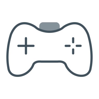 Oyun denetleyicisi ince çizgi simgesi, joystick ve joystick, epter işareti, vektör grafikleri, beyaz arkaplan üzerinde doğrusal desen, ep