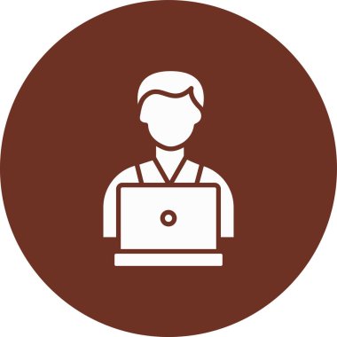 Dizüstü bilgisayarı olan bir adamın vektör çizimi