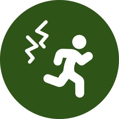 çalışan koşucu simgesi. Vektör yuvarlak açılı düz ikonik sembol, eko yeşil renk, beyaz arkaplan.