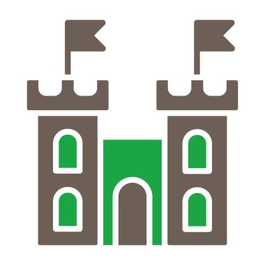 kale binası simgesi, düz stil