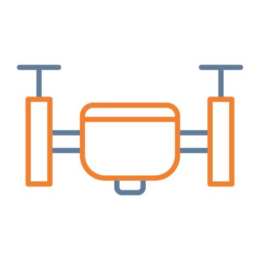 Drone denetim simgesi, ince çizgi ve izole edilmiş, lineer vektör web tasarım işareti, pürüzsüz stil ve mavi arkaplan üzerinde çizgi konsept sembolü.