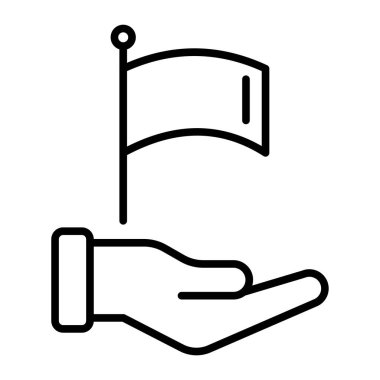 el ele tutuşan bayrak izole edilmiş ikon vektör illüstrasyon tasarımı