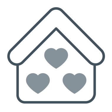 Aşk evi kalp ikonu ana hatlarıyla