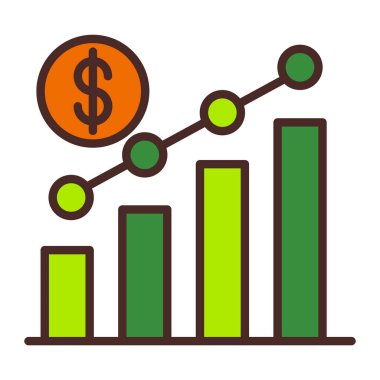 iş büyümesi düz simge, vektör, illüstrasyon, para ve büyüme