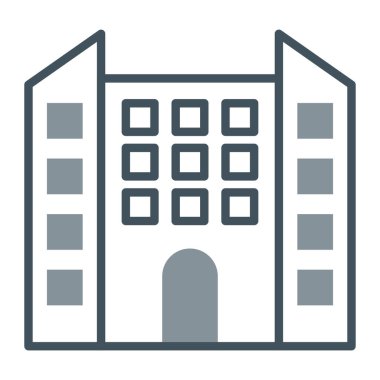 fabrika binası, simge, satır vektör tasarımı