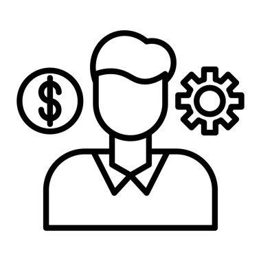 işadamı çizgisi simgesi, konsept illüstrasyon, dış hat sembolü, vektör işareti, doğrusal sembol.