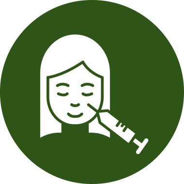 Şırınga vektör ikonu olan kadın. biçim iki renkli düz sembol, eko yeşil ve gri renkler, yuvarlak açılar, beyaz arkaplan.