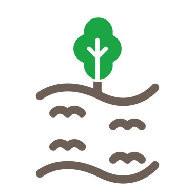 Yeşil yapraklı ağaç simgesi, çizgi biçimi