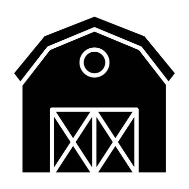 Çiftlik evi vektör simgesi. biçim düz simgedir, siyah sembol, yuvarlak açılar, beyaz arkaplan