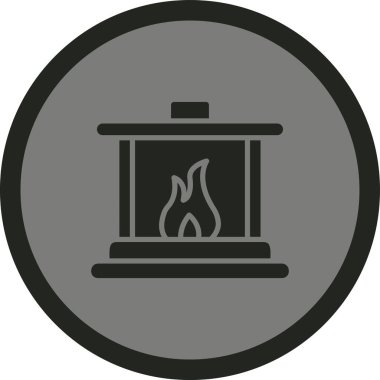 şömine ağ simgesi, basit vektör illüstrasyonu