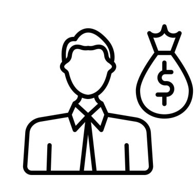 Dolar sembollü vektör illüstrasyon tasarımlı iş adamı