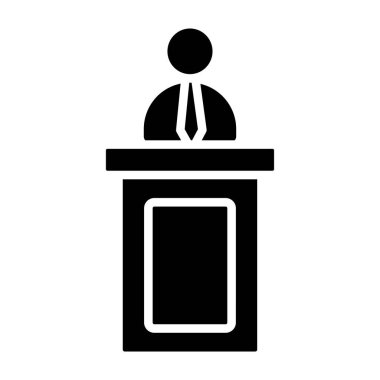 Düz dizaynlı, iş adamı simgesiyle podyum