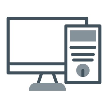 Belge simgesi vektör illüstrasyonlu bilgisayar monitörü